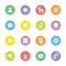 Colorful flat security icon set on circle