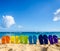 Colorful flip flops on the sandy beach