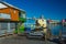 Colorful floating homes on a sunny day