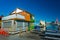 Colorful floating homes on a sunny day