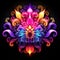 Colorful Floral Design: Luminous 3d Art Illustration On Black Background