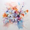 Colorful Floral Painting: Graceful Abstractionism Designs On White Background