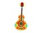 Colorful floral pattern acoustic guitar isolated on white. Vibrant Mexican folk art style decoration. Musical instrument