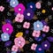 Colorful Floral seamless pattern blooming muti-color flowers Bot