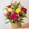 Colorful flower bouquet in the box close up