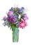 Colorful flower bouquet in green vase