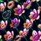 Colorful flower pattern, seamless, tileable, fantasy daisy painting