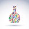Colorful flower-patterned bottle, alcohol and relaxation concept
