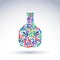 Colorful flower-patterned bottle, alcohol and relaxation concept