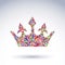 Colorful flower-patterned crown, coronation design element.