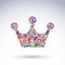 Colorful flower-patterned crown, coronation design element. Classic royal accessory decorated with abstract flower vector pattern.