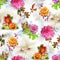 Colorful Flowers background watercolor Textile Design Seamless Floral Pattern