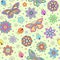 Colorful flowers, butterflies and ladybugs