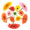 Colorful Flowers growing on little grass planet