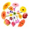 Colorful Flowers growing on little grass planet