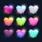 Colorful fluffy heart shape clouds.