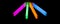 Colorful fluorescent light neon big glow stick on mirror reflection black background