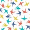Colorful flying swallows pattern