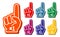 Colorful foam fingers vector set