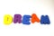 Colorful foam letters forming the word Dream