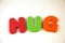Colorful foam letters forming the word Hug