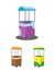 Colorful food cart stall mock up design. Kiosk icon set.