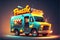 Colorful food truck illustration. Generative Ai