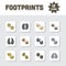 Colorful Footprint Icon Set On White Square