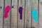 Colorful footprints along the boardwalk