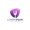 Colorful fork restaurant logo design template