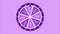 Colorful fortune or casino wheel spinning with bulbs blinking the light frame on purple background. Spinning fortune