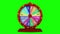 Colorful fortune or casino wheel spinning with looping animation.