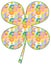 Colorful four leaf clover patterned with cartoon daisy flowers illustration