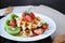 Colorful Fresh Fruits Top on Waffle Dish