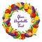 Colorful fresh vegetable wreath with copyspace