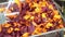 Colorful fried purple sweet potato, healthy food