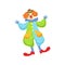 Colorful Friendly Clown In Bowler Hat In Classic Outfit