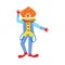 Colorful Friendly Clown With Suspenders In Classic Outfit
