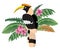 Colorful friendly great hornbill icon, wild Indian bird