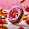 Colorful, frosted glazed donuts with fancy decoration