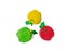 Colorful fruit clay plasticine, delicious different apples, arrange triangle