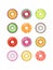 Colorful Fruit Donuts Vector Set Collection Isolated
