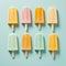 Colorful fruit and ice cream popsicles, flat lay. Summer, fruit, holliday background. Ai generative. Illustration