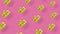 Colorful fruit pattern of fresh grapes on pink background with shadows. Seamless pattern with grape. Realistic animation