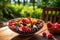Colorful Fruit Salad on Rustic Wooden Table