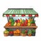 Colorful Fruit Stand Illustration In Sanriocore Style