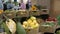 Colorful fruit stand in a local market pineapple, mango, passion fruit asia