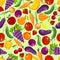 Colorful fruit and vegetables seamless pattern