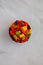 Colorful Fruity Gummy Bears in a Bowl, top view