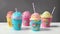 Colorful and Fun Ice Cream Cups for National Ice Cream Day.AI Generated